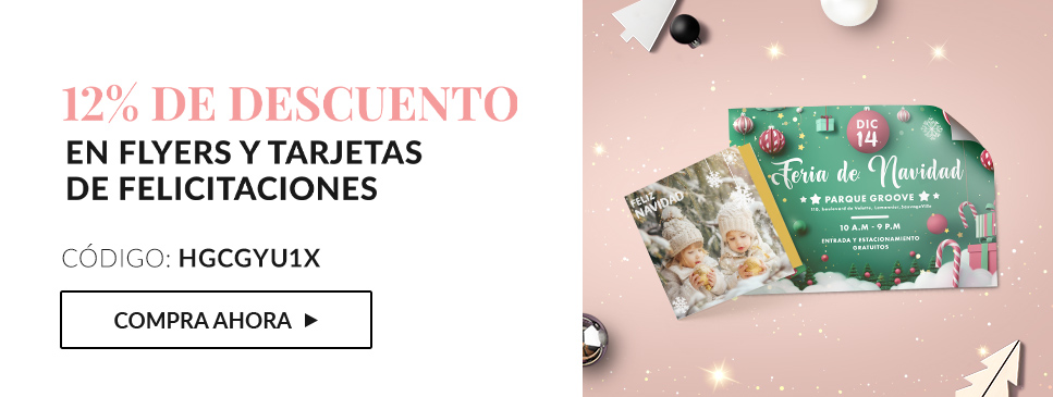 12% de descuento en flyers y tarjetas de felicitaciones