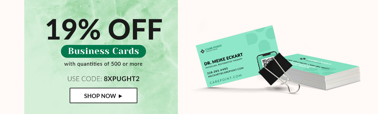 19% Off Business Cards with quantities of 500 or more