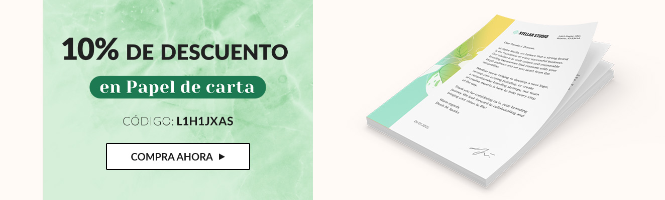 10% de descuento en Papel de carta