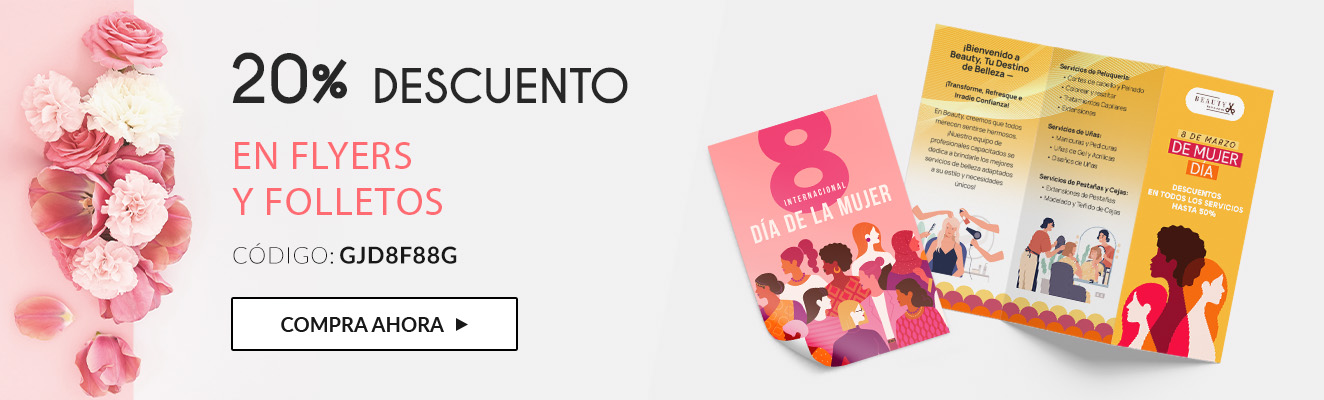 20% descuento en flyers y folletos