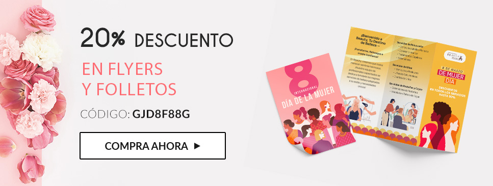 20% descuento en flyers y folletos